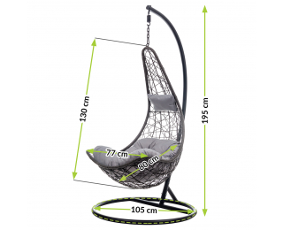 Závesné hojdacie kreslo Mauritius - čierna / sivá