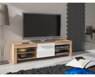 TV stolík Flex - sonoma svetlá / biely vysoký lesk