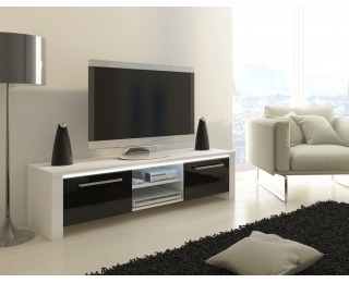 TV stolík Helix - biela / čierny vysoký lesk