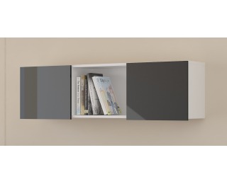 Polica Uno - biela / čierny lesk