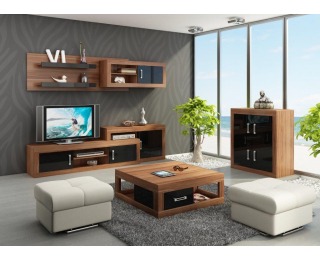 Obývacia izba Verin - slivka / čierny vysoký lesk