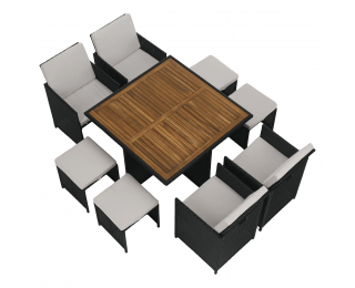 Záhradný nábytok z umelého ratanu Melford - čierna / krémová / prírodná