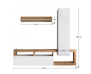 Obývacia stena Mima - biela / dub craft zlatý