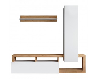 Obývacia stena Mima - biela / dub craft zlatý