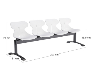 Plastová lavica (4-miestna) do čakární Mineta 4 - biela / čierna
