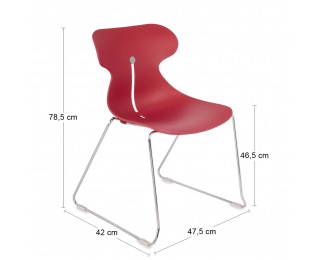 Stohovateľná stolička Mineta P - červená / chróm