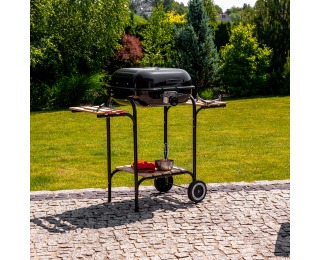 Záhradný gril MIR-350 - čierna / prírodná