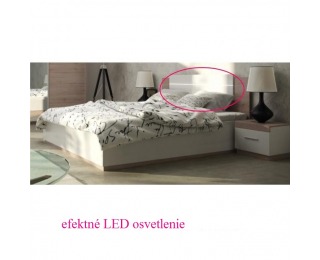 Manželská posteľ s osvetlením Miran New 180 - dub san remo / biela