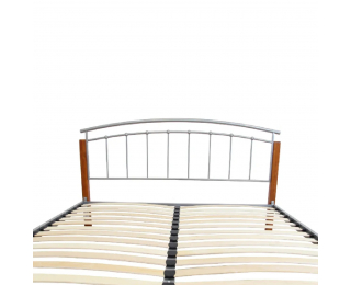 Kovová manželská posteľ s roštom Mirela 140 - jelša / strieborná