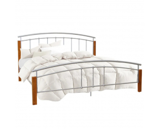 Kovová manželská posteľ s roštom Mirela 160 - jelša / strieborná