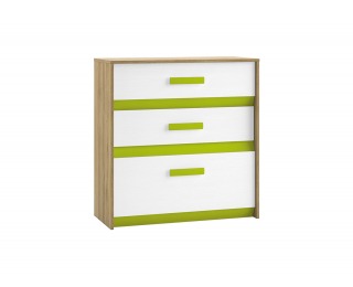 Komoda Best 9 - dub divoký / biela linea / limetková