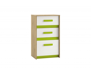 Komoda Best 10 - dub divoký / biela linea / limetková