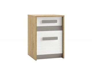 Nočný stolík Best 11 - dub divoký / biela linea / sivá