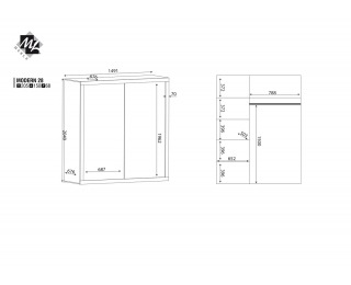 Skriňa s posuvnými dverami a zrkadlom Modern 28/L 2D - dub San Remo