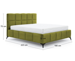 Čalúnená manželská posteľ s roštom Molina 160 - svetlozelená