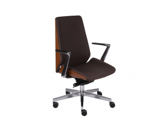 Kancelárska stolička s podrúčkami Munos Wood AL1 - tmavohnedá / svetlý orech / chróm