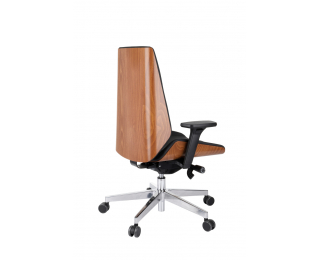 Kancelárska stolička s podrúčkami Munos Wood - čierna / svetlý orech / chróm