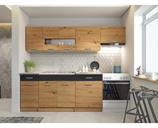 Kuchyňa Ariette 240 - dub artisan / čierny lesk Kuchyňa Ariette 240 - dub artisan / čierny lesk