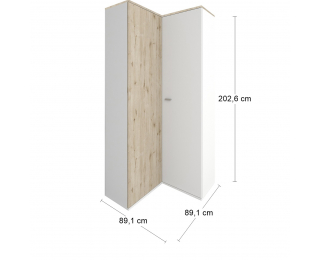 Rohová predsieňová skriňa Bristol CW-2D - biela / dub wellington
