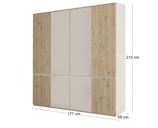 Štvordverová šatníková skriňa Leksand W-4D - dub wellington / biela Štvordverová šatníková skriňa Leksand W-4D - dub wellington / biela