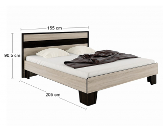 Manželská posteľ s roštom Seina 1400 - dub sonoma / wenge magic