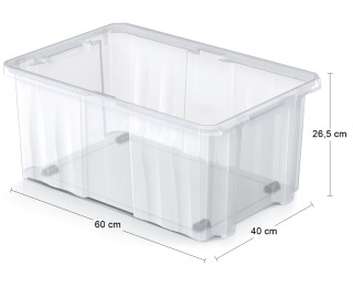 Plastový úložný box na kolieskach NCC24 45 l - priehľadná