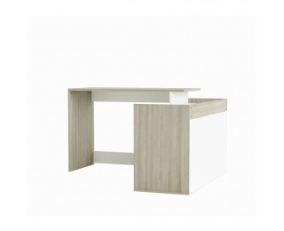 Rohový PC stolík Nevadis - biela / dub shanon