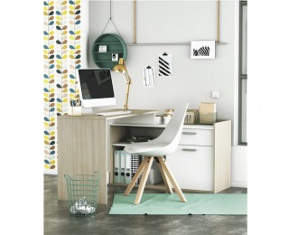 Rohový PC stolík Nevadis - biela / dub shanon