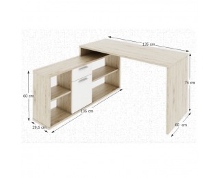 Rohový písací stolík Noe New - dub san remo / biela
