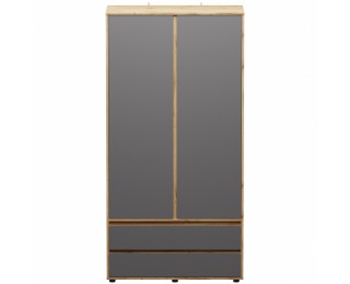 Dvojdverová šatníková skriňa so zásuvkami Norman 2D/2DR - sivý grafit / dub wotan Dvojdverová šatníková skriňa so zásuvkami Norman 2D/2DR - sivý grafit / dub wotan