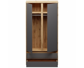 Dvojdverová šatníková skriňa so zásuvkami Norman 2D/2DR - sivý grafit / dub wotan Dvojdverová šatníková skriňa so zásuvkami Norman 2D/2DR - sivý grafit / dub wotan