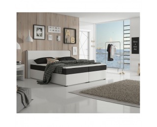 Čalúnená manželská posteľ s matracmi Novara 160 - biela / čierna (megakomfort)