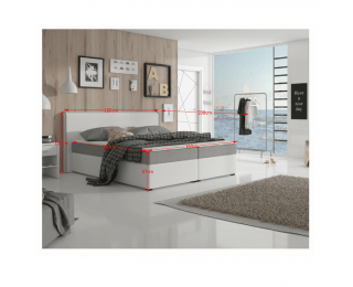 Čalúnená manželská posteľ s matracmi Novara 160 - biela / sivá (megakomfort)