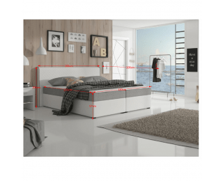Čalúnená manželská posteľ s matracmi Novara 180 - biela / sivá (megakomfort visco)