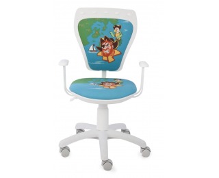 Detská stolička na kolieskach s podrúčkami Ministyle - biela / vzor piráti