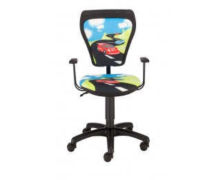 Detská stolička na kolieskach s podrúčkami Ministyle - čierna / vzor Turbo