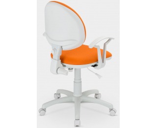 Detská stolička na kolieskach s podrúčkami Smart White - oranžová ekokoža (V83)