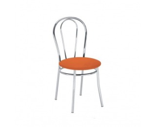 Jedálenská stolička Tulipan - chróm / oranžová ekokoža (V83)