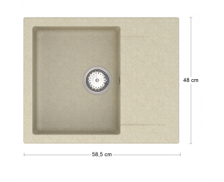 Granitový kuchynský drez so sifónom Odi ONB 02-61 58,5x48 cm - béžová