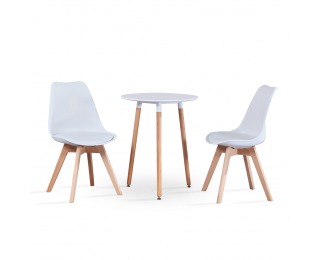 Okrúhly jedálenský stôl Elcan 60 60x75 cm - biela / buk