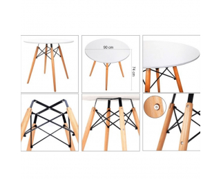 Okrúhly jedálenský stôl Gamin New 90 cm - biela / buk