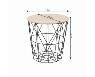 Okrúhly príručný stolík Nancer Typ 2 - prírodná / čierna
