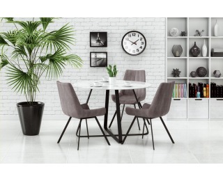 Okrúhly sklenený jedálenský stôl Looper - biela / čierna