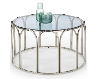Okrúhly konferenčný stolík Olivia - dymová / strieborná