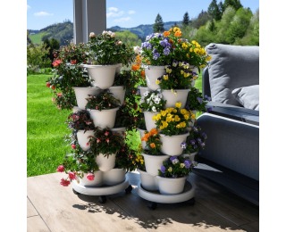 Kaskádový stohovateľný kvetináč (6 ks) Pixelt - biela