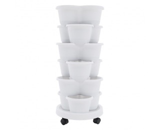 Kaskádový stohovateľný kvetináč (6 ks) Pixelt - biela