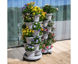 Kaskádový stohovateľný kvetináč (6 ks) Pixelt - sivá
