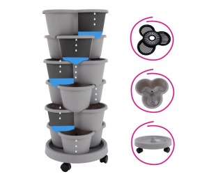 Kaskádový stohovateľný kvetináč (6 ks) Pixelt - sivá