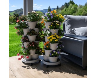 Kaskádový stohovateľný kvetináč (6 ks) Pixelt - sivá