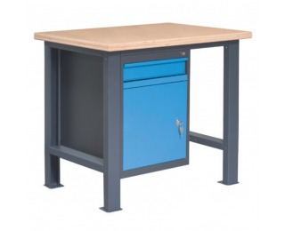 Pracovný stôl so zverákom PL01L/P2 - grafit / modrá